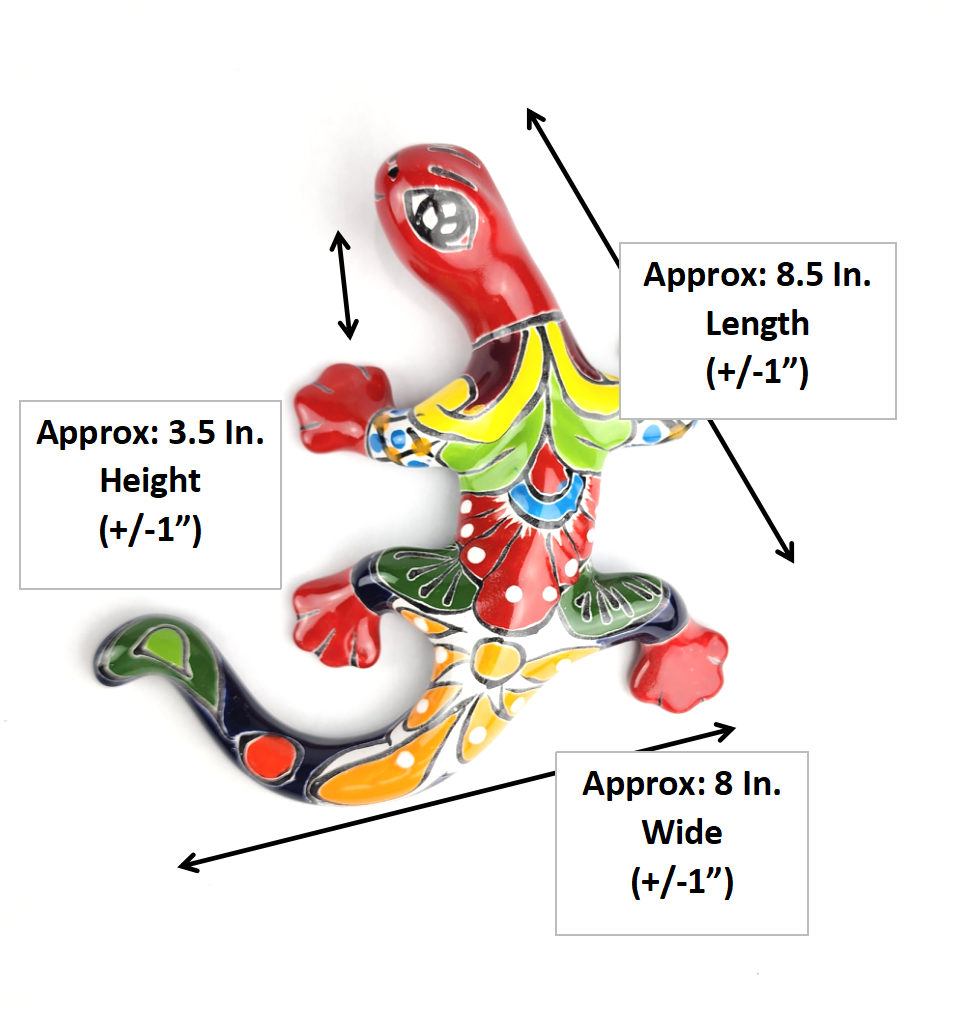 Red Talavera-Style Gecko – Handcrafted Mexican Folk Art Décor