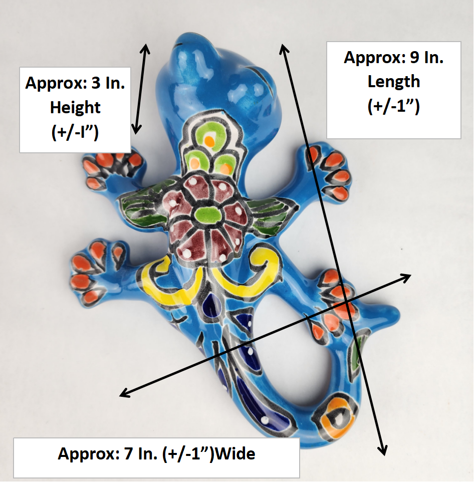 Sky Blue Talavera-Style Salamander – Handcrafted Mexican Folk Art