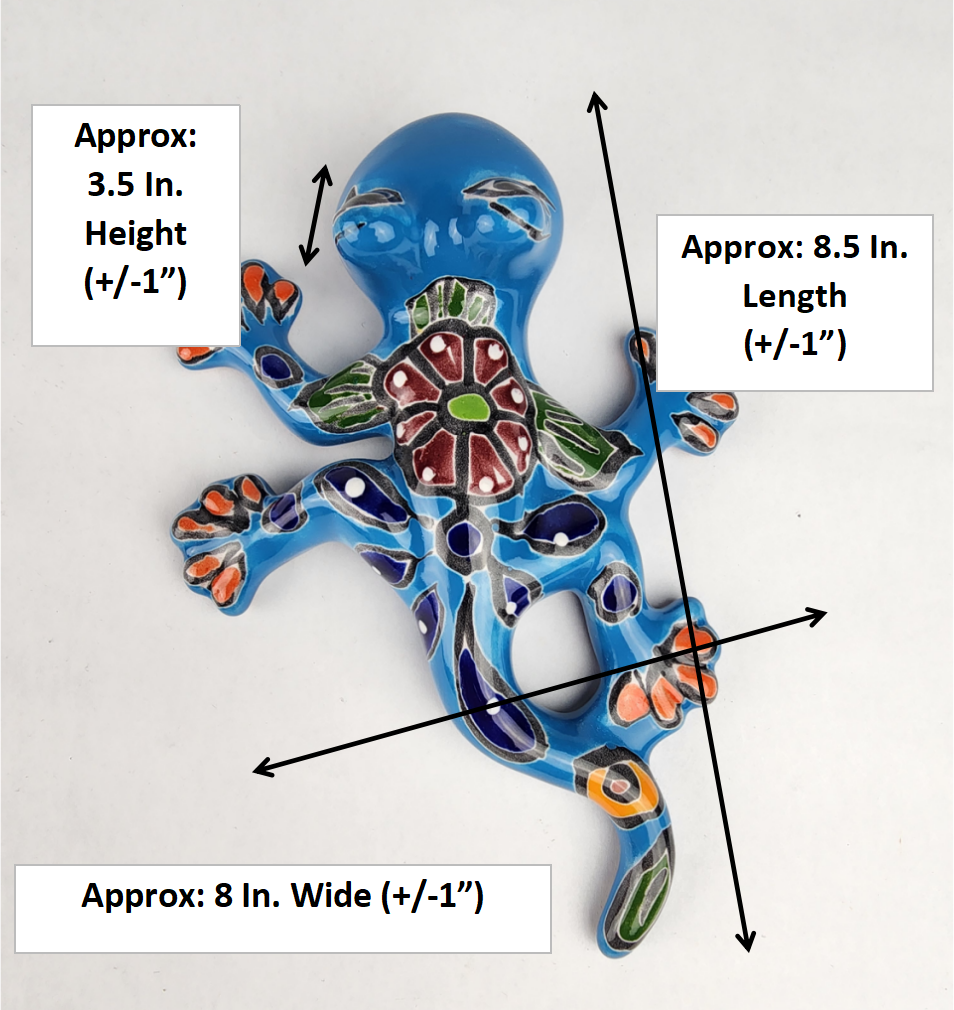 Sky Blue Talavera-Style Salamander – Handcrafted Mexican Folk Art