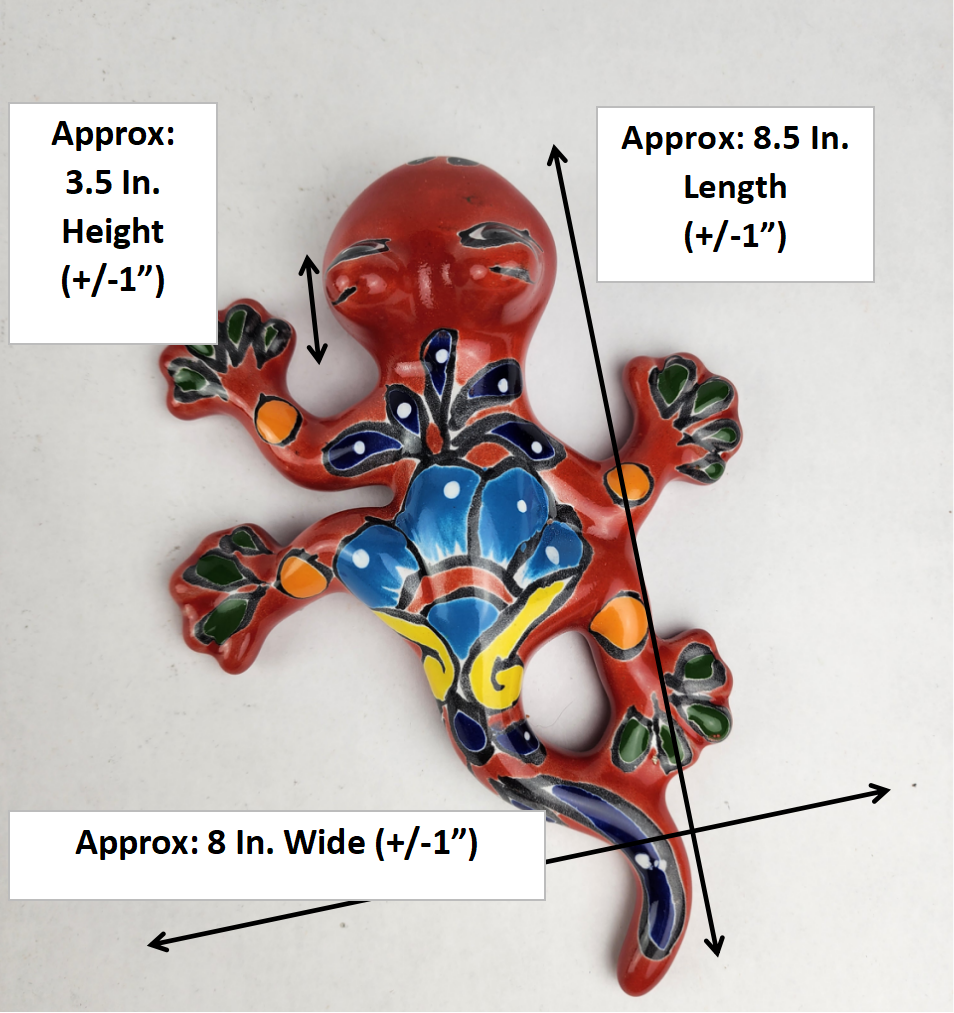Red Talavera-Style Salamander – Handcrafted Mexican Folk Art Décor
