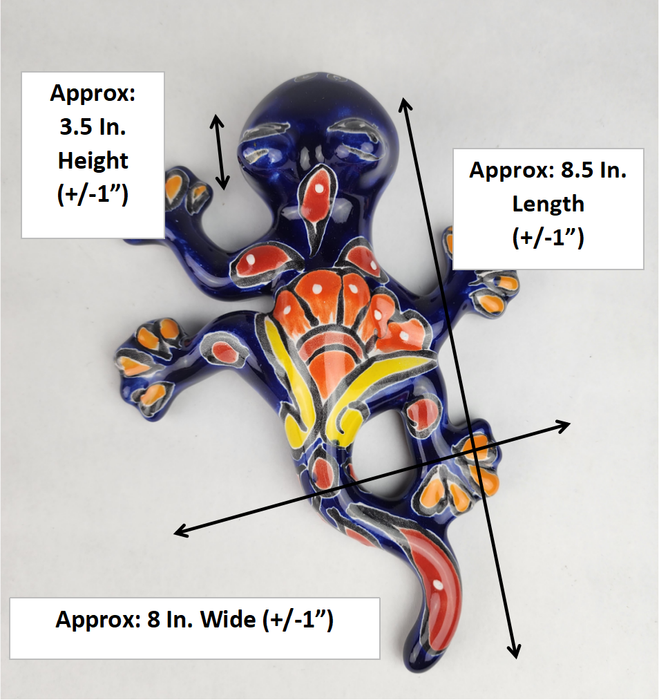 Blue Talavera-Style Salamander – Handcrafted Mexican Folk Art Décor