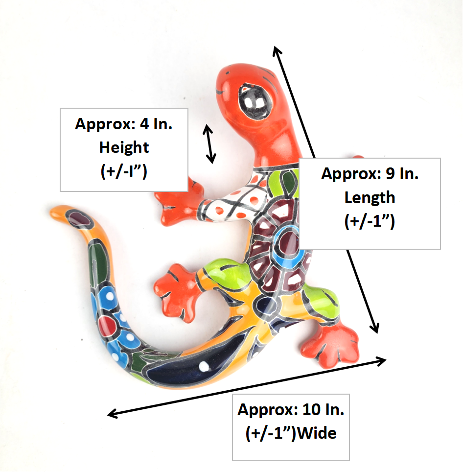 Red Talavera-Style Gecko – Handcrafted Mexican Folk Art Décor