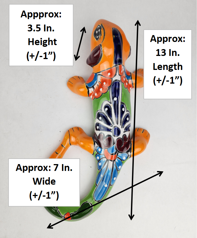 Orange Talavera-Style Iguana – Handcrafted Mexican Folk Art Décor