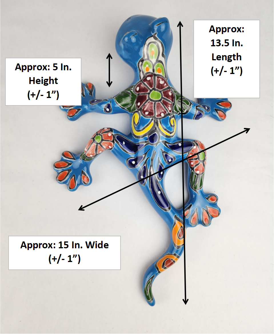 Sky Blue Talavera-Style Salamander – Handcrafted Mexican Folk Art