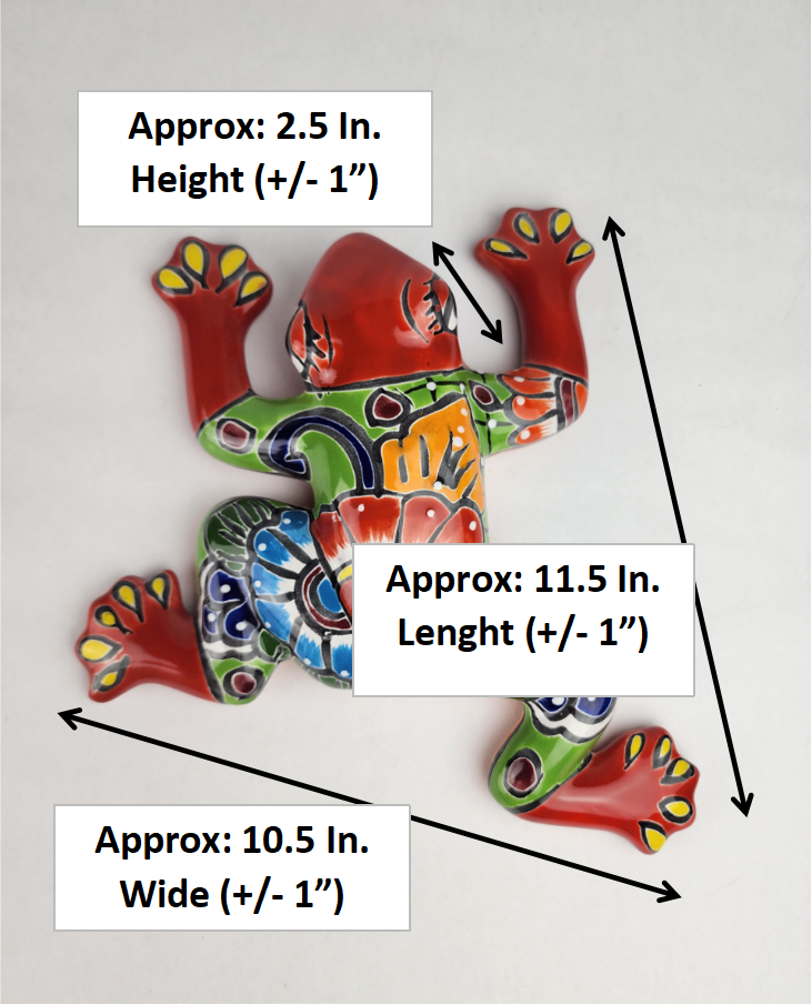 Red Talavera-Style Frog – Handcrafted Mexican Folk Art Décor