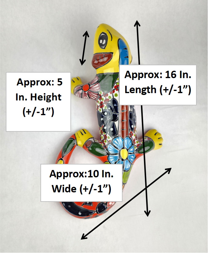 Yellow Talavera-Style Iguana – Handcrafted Mexican Folk Art Décor