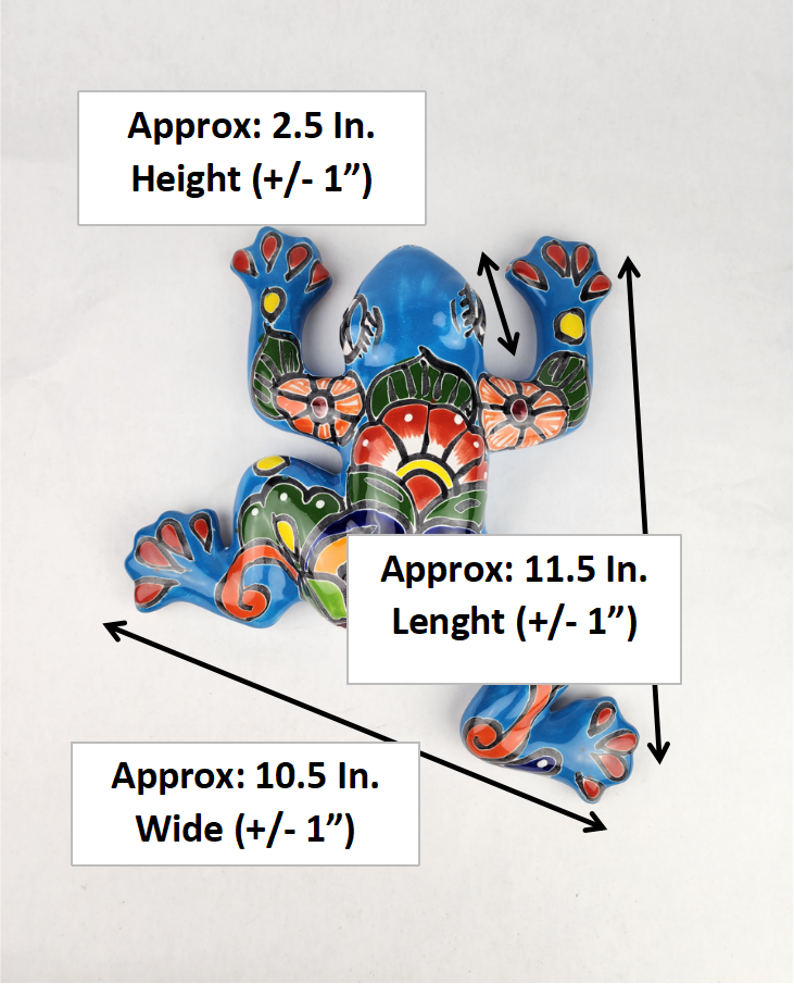 Sky Blue Talavera-Style Frog – Handcrafted Mexican Folk Art Décor