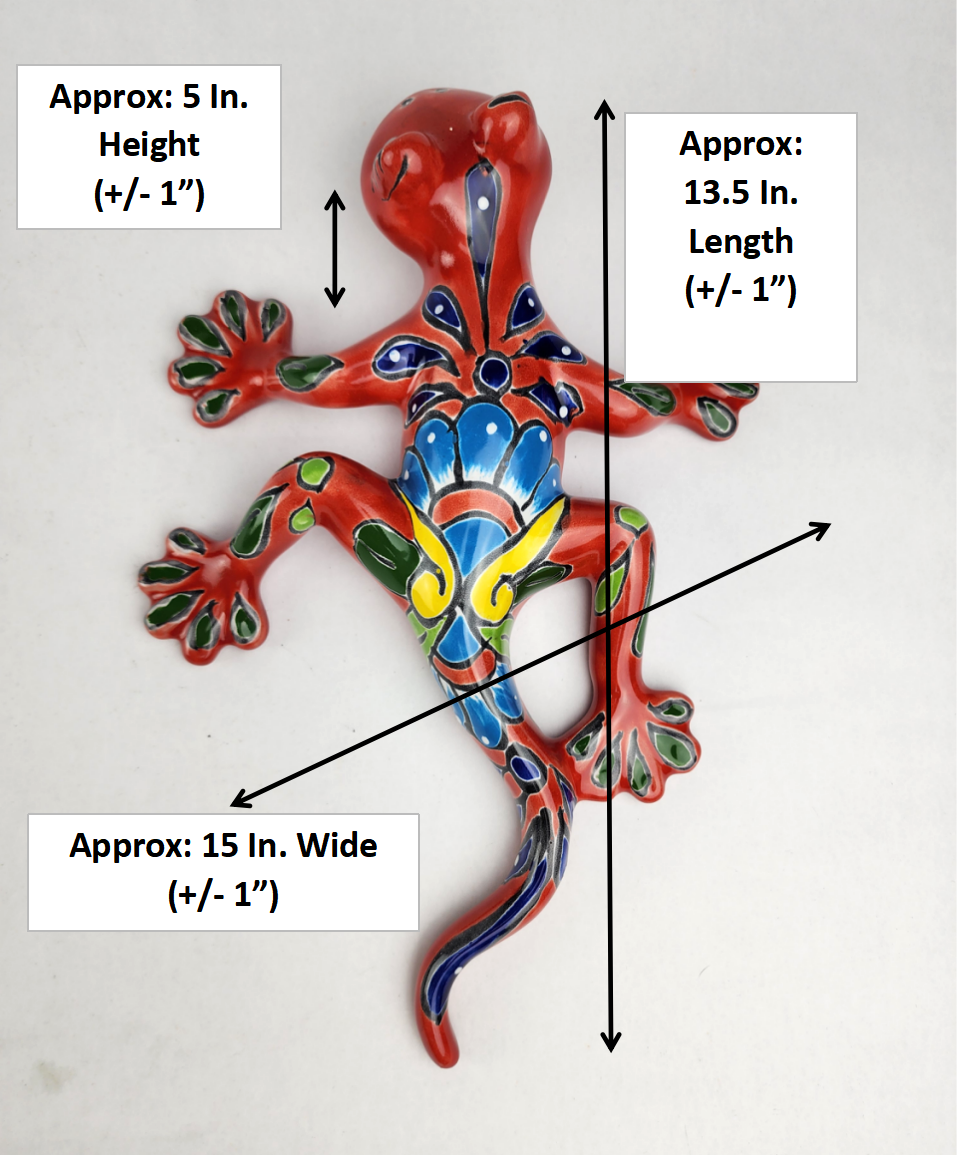Vibrant Red Talavera Salamander – Mexican Garden Decor