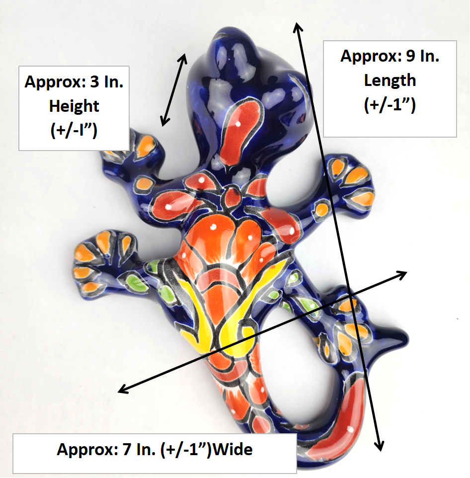 Blue Talavera-Style Salamander – Handcrafted Mexican Folk Art Décor