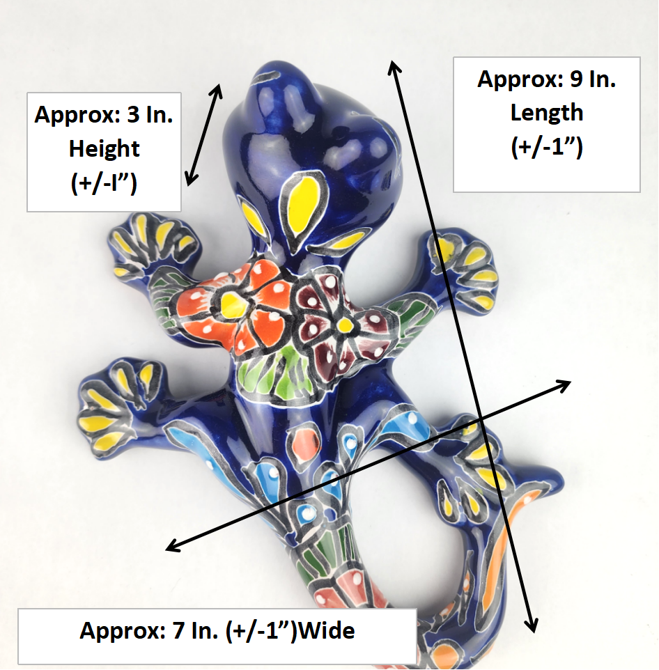 Blue Talavera-Style Salamander – Handcrafted Mexican Folk Art Décor
