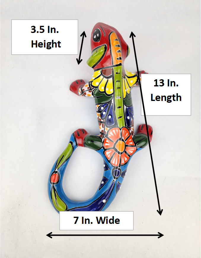 Red Talavera-Style Iguana – Handcrafted Mexican Folk Art Figurine