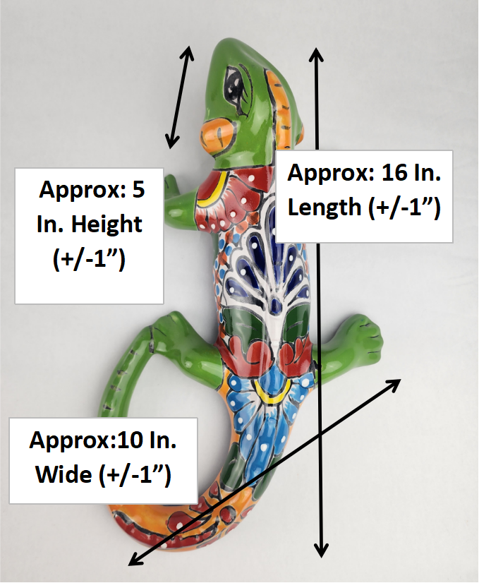 Green Talavera-Style Iguana – Hand-Painted Mexican Folk Art Décor