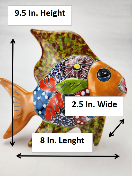 Vibrant Ceramic Fish Sculpture - Hand-Painted Mexican Art