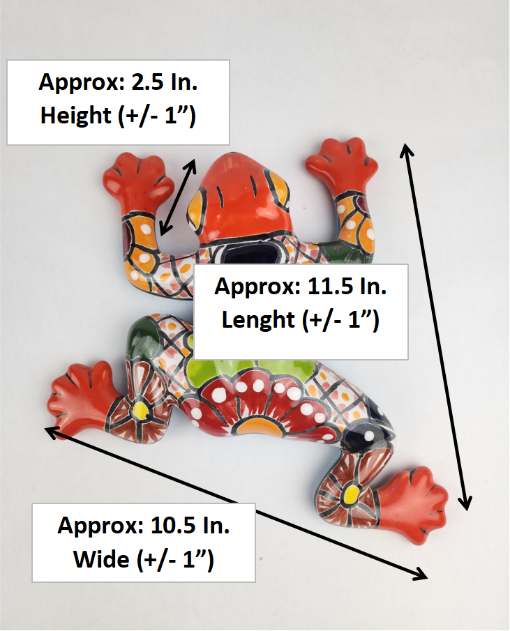 Orange Talavera Ceramic Frog – Handcrafted Mexican Garden Figurine