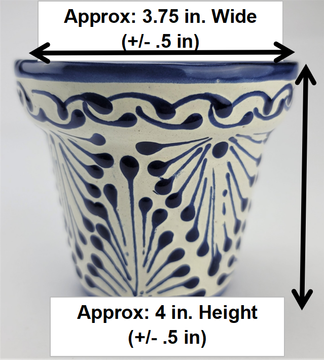 Small Blue & White Mexican Ceramic Planter