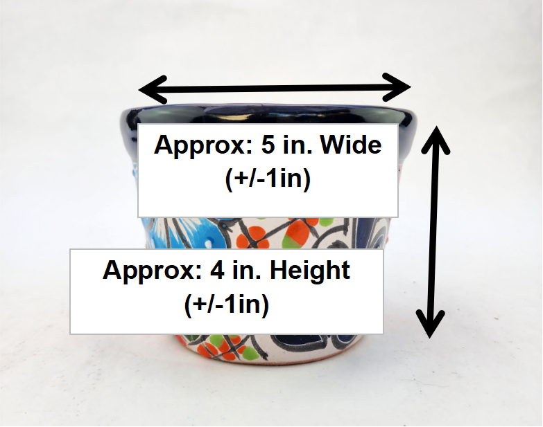 Ceramic bowl with measurements on a white background