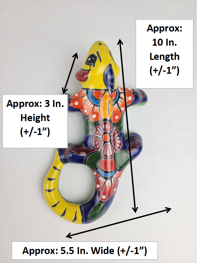 Yellow Talavera-Style Iguana – Handcrafted Mexican Folk Art Figurine