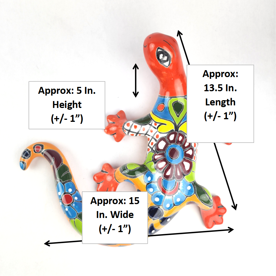 Red Talavera-Style Gecko – Vibrant Handcrafted Mexican Wall Art