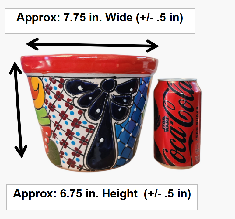 Red-Rim Talavera Planter – Colorful Hand-Painted Ceramic Pot