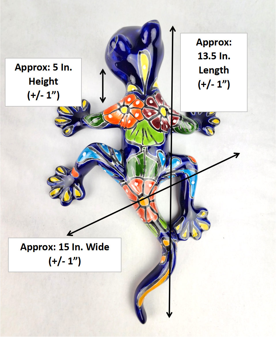 Blue Talavera-Style Salamander – Handcrafted Mexican Folk Art Décor