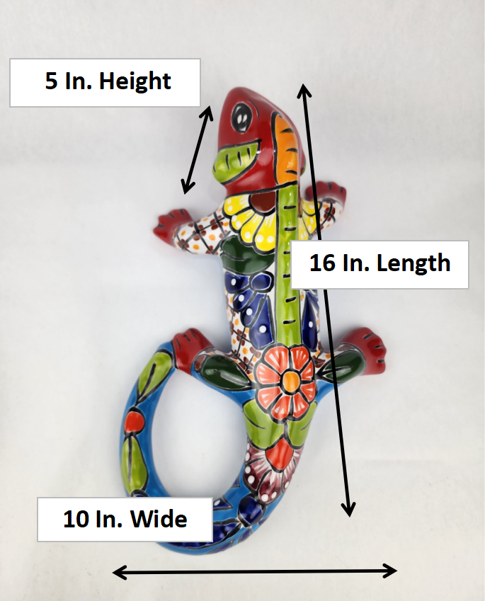 Red Talavera-Style Iguana – Handcrafted Mexican Folk Art Décor