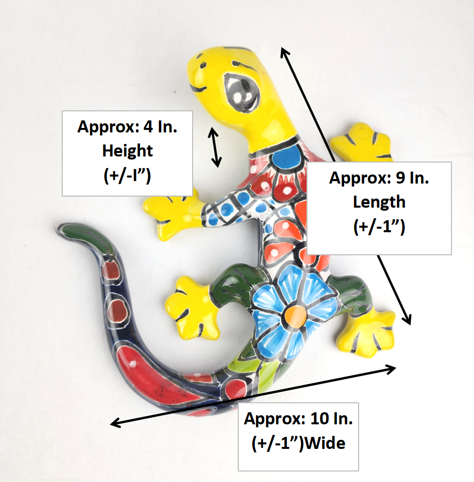 Yellow Talavera-Style Gecko – Handcrafted Mexican Folk Art Décor