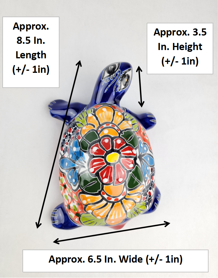 Blue Talavera Ceramic Turtle – Hand-Painted Mexican Folk Art