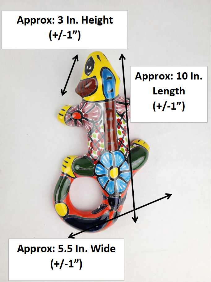Yellow Talavera Ceramic Iguana – Multicolor Wall Art from Mexico