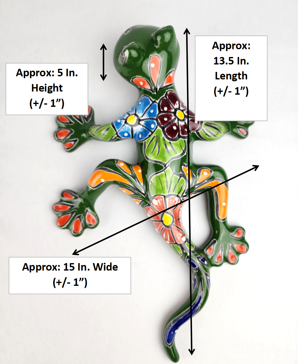 Green Talavera-Style Salamander – Handcrafted Mexican Folk Art Décor