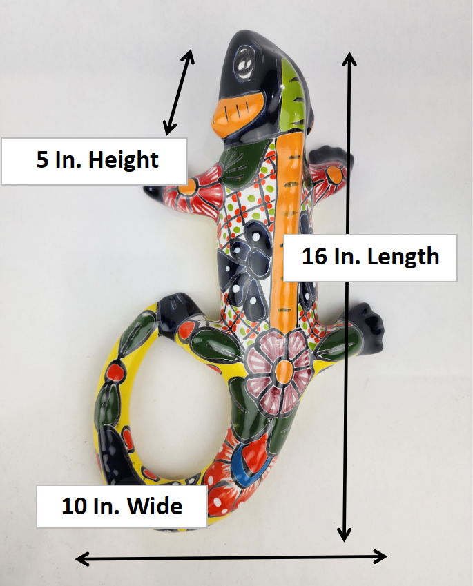 Blue Talavera-Style Iguana – Handcrafted Mexican Folk Art Décor