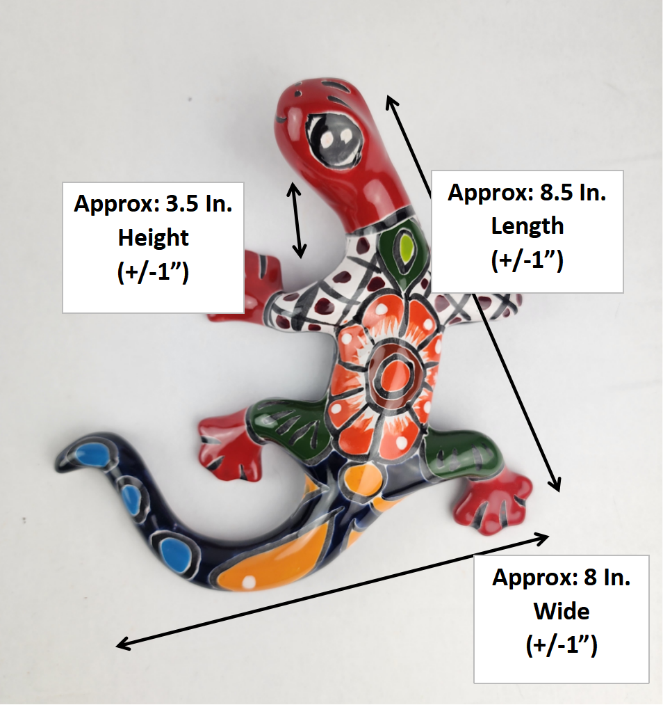 Red Talavera-Style Gecko – Handcrafted Mexican Earthy Folk Art