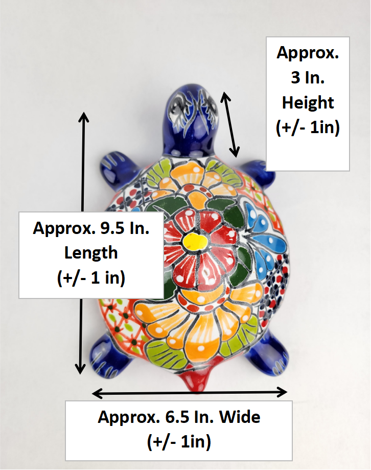 Blue Multicolor Talavera Turtle – Handmade Ceramic Figurine