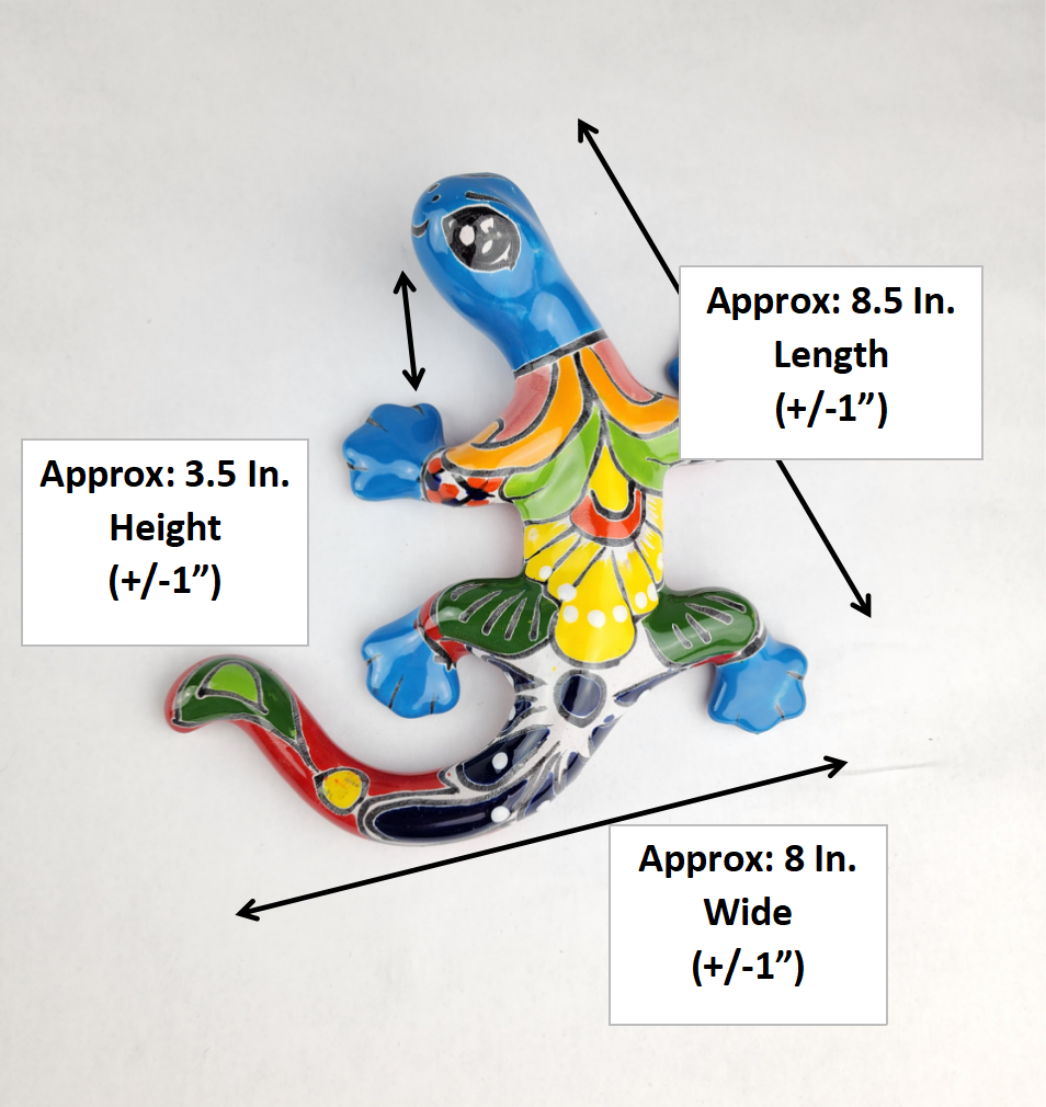Turquoise Talavera-Style Gecko – Handcrafted Mexican Folk Art Décor