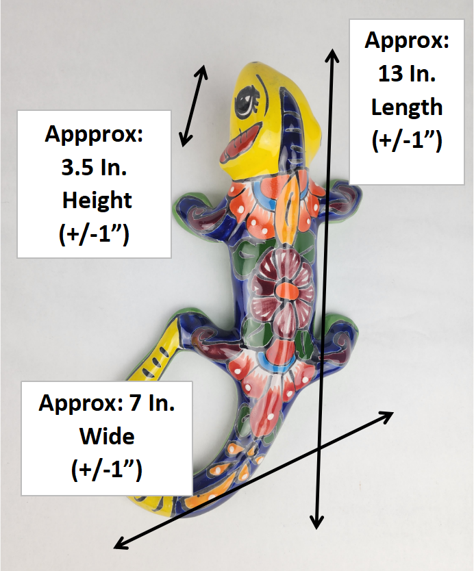 Yellow Talavera-Style Iguana – Hand-Painted Mexican Folk Art Décor