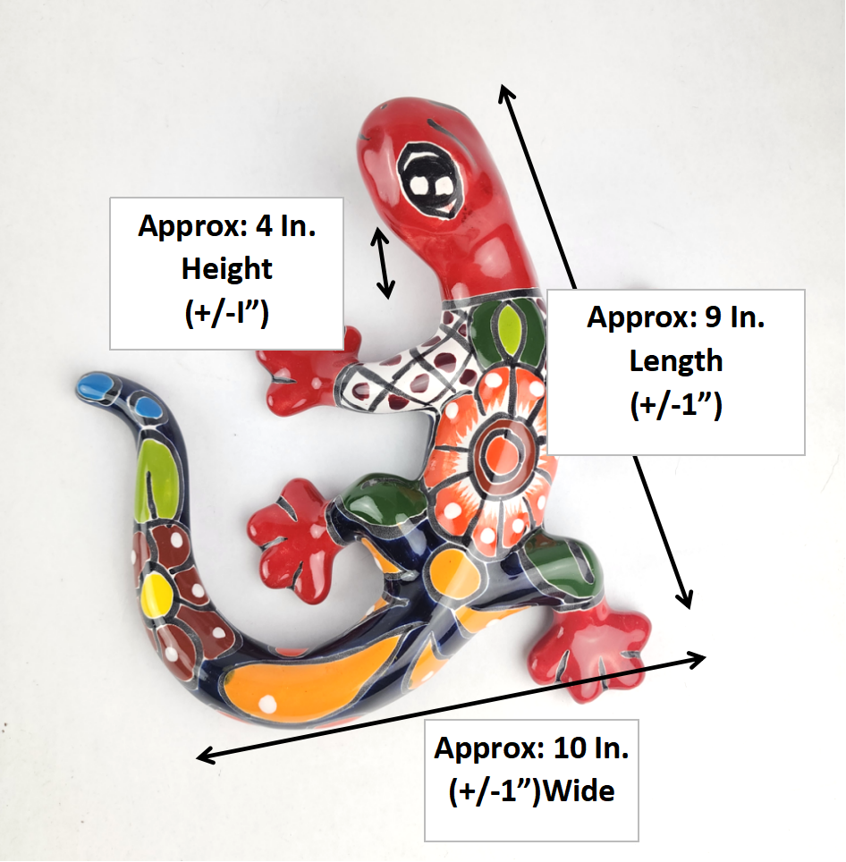 Red Talavera-Style Gecko – Handcrafted Mexican Folk Art Décor