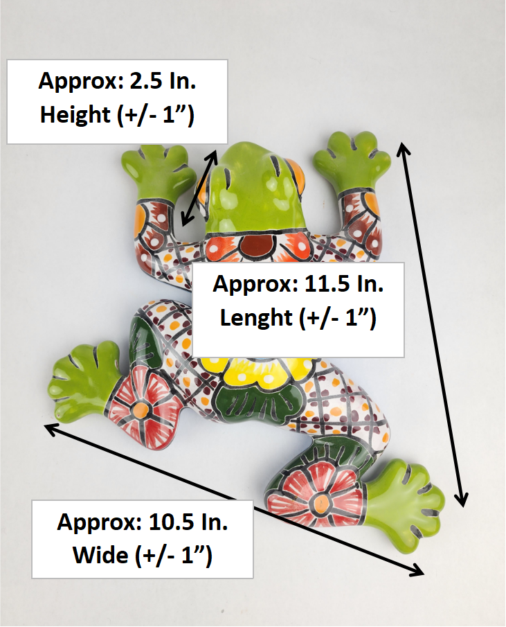 Hand-Painted Talavera Frog – Green Wall Art
