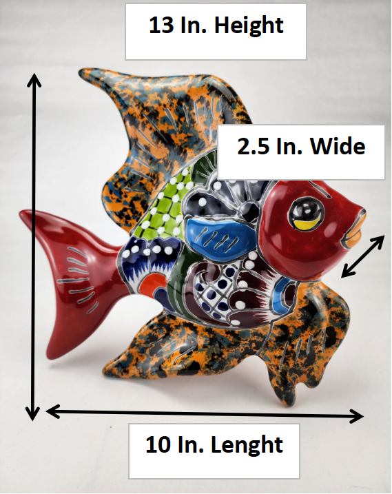 Hand Painted Ceramic Fish Sculpture – Vibrant Unique Home Décor