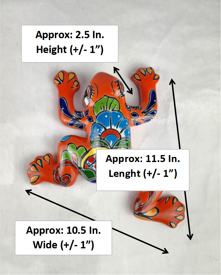 Orange Talavera-Style Frog – Handcrafted Mexican Folk Art Décor