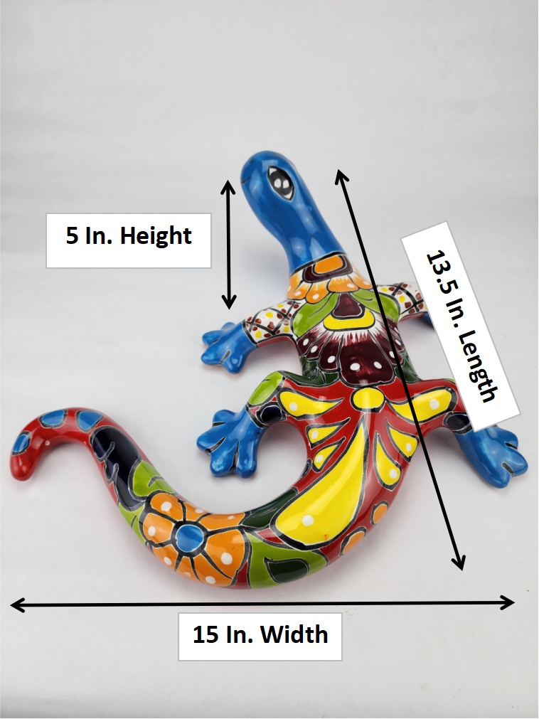 Handcrafted Talavera Gecko – Colorful Mexican Wall Art
