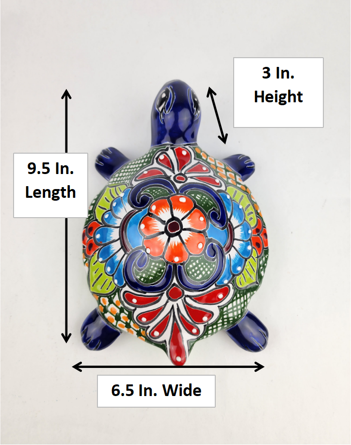 Talavera Turtle – Handmade Mexican Folk Art for Garden or Home