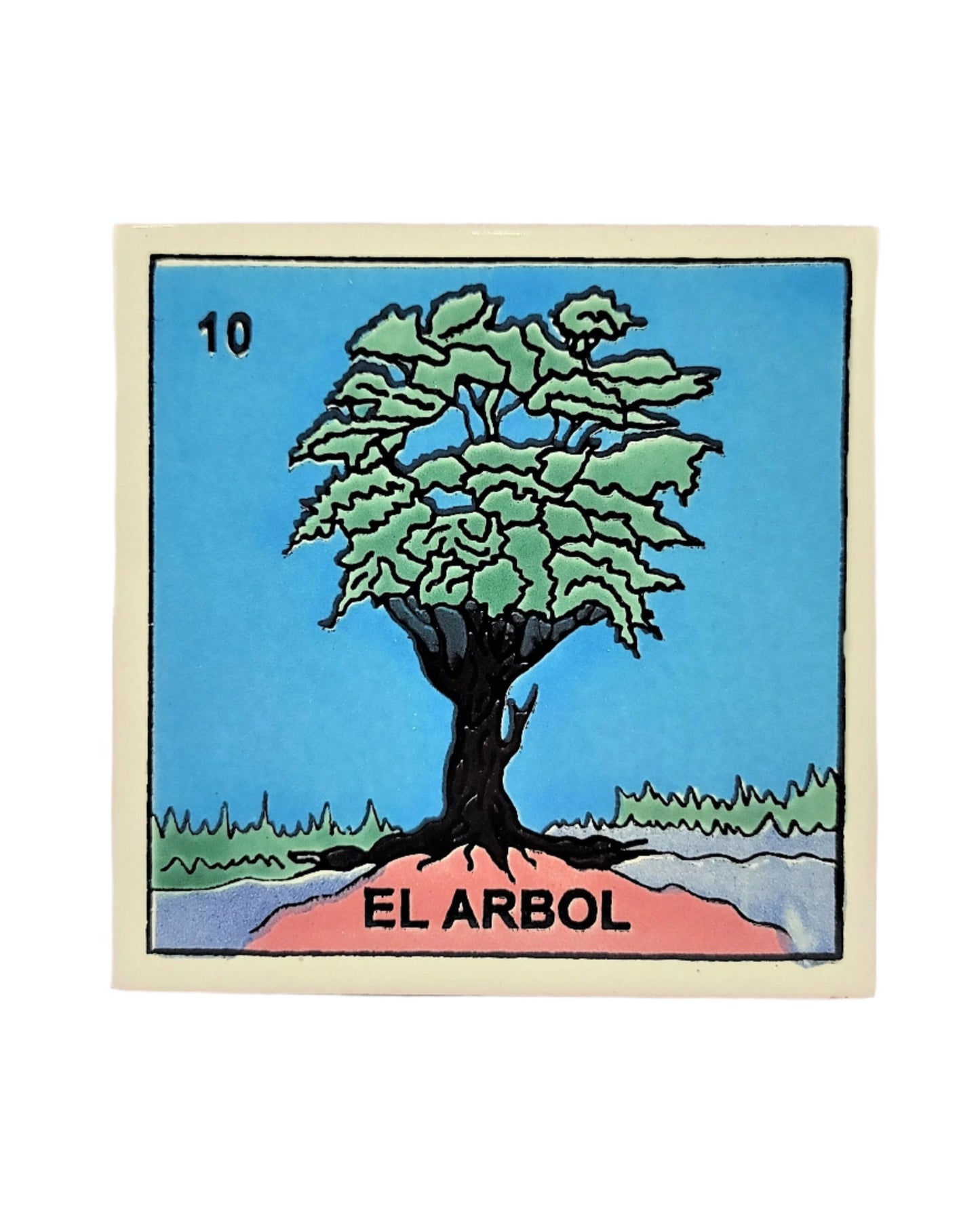 Loteria ceramic tile Mexican bingo #10 EL ARBOL