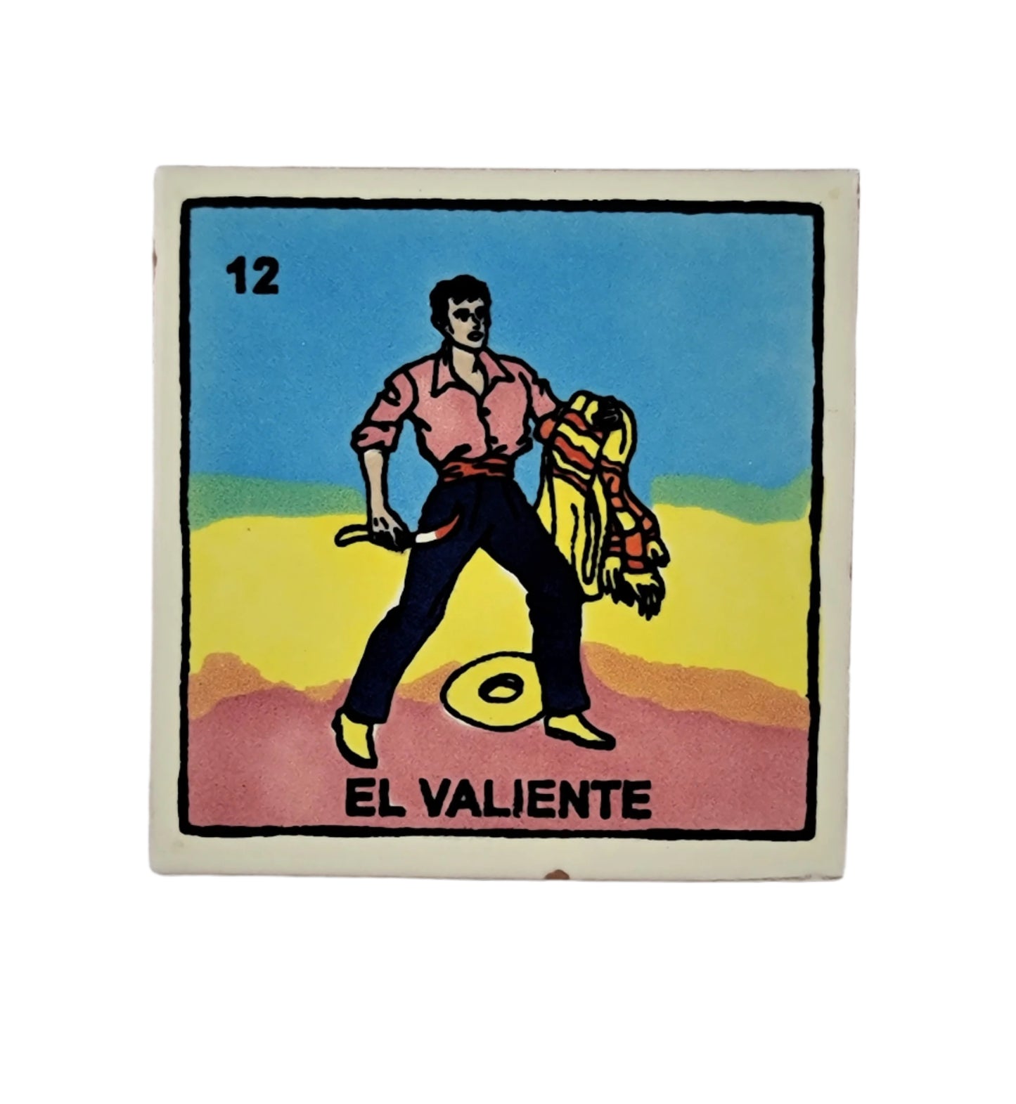 El Valentine Mexican Loteria Tile #12 EL VALIENTE