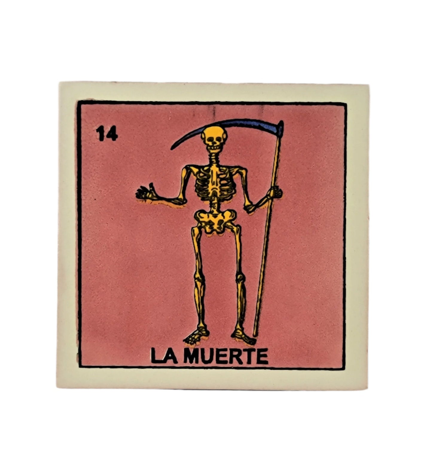 Ceramic Tile Drink Coaster Loteria #14 LA MUERTE