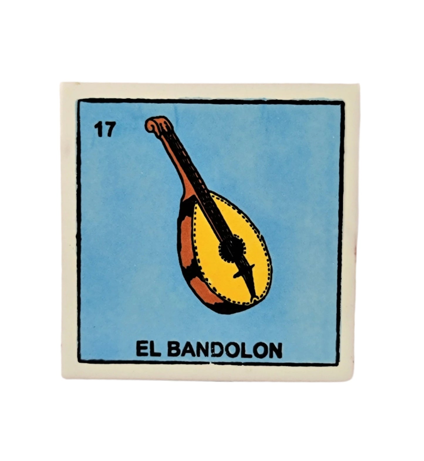 Ceramic Loteria Drink Coaster #17 EL BANDOLON