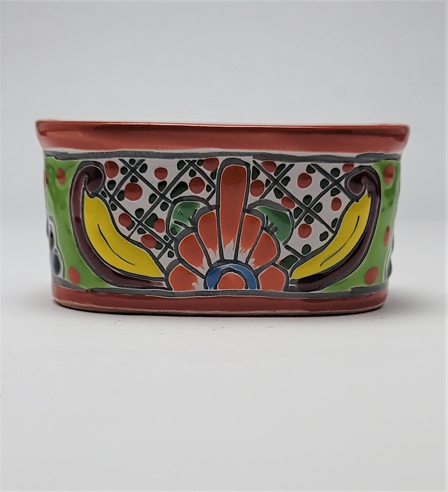 Hand-Painted Mexican Pottery Pot - Floral Design, Weather-Resistant