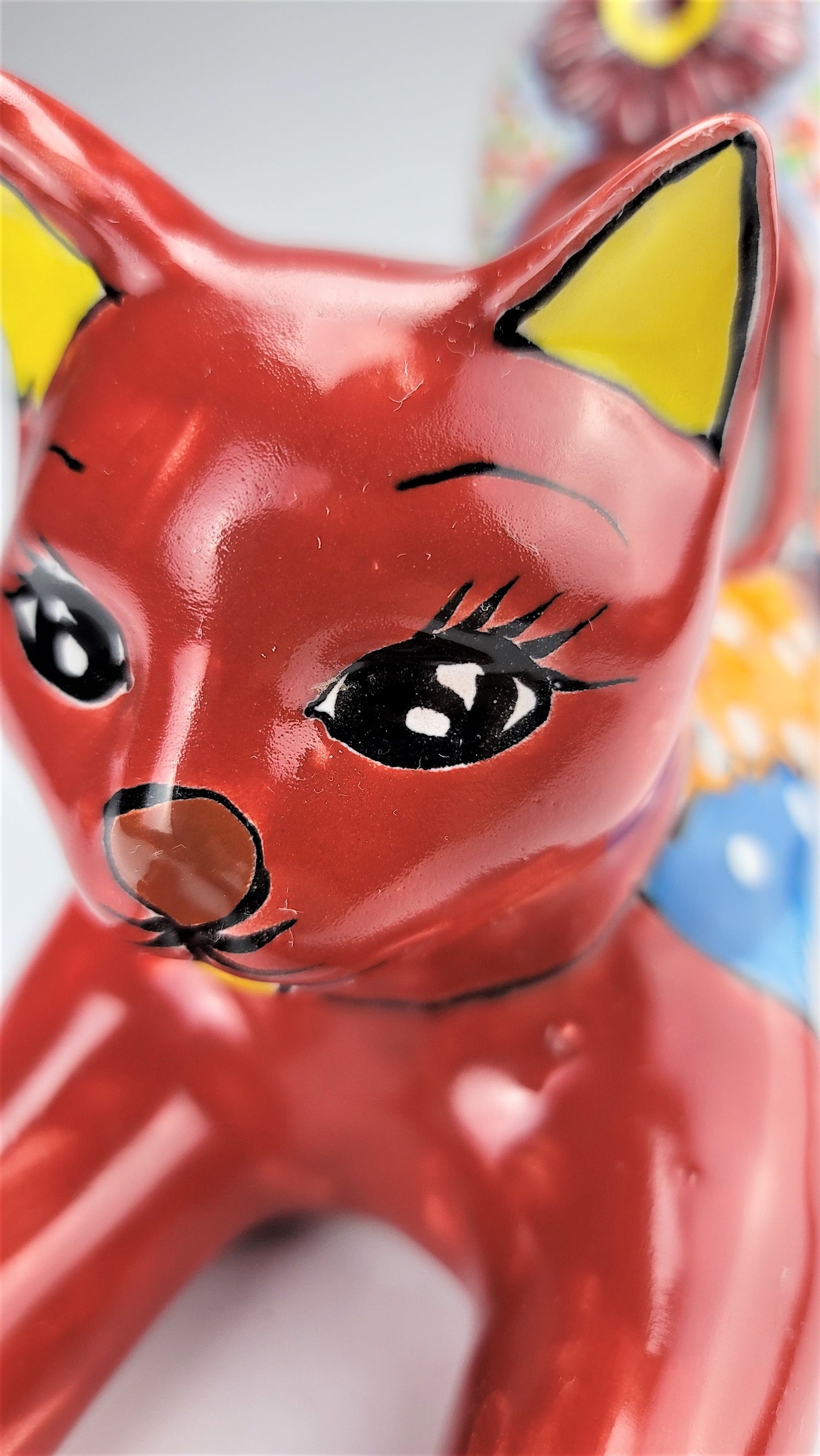 Hand-Painted Colorful Mexican Cat Pot – Ceramic Animal Figure Planter