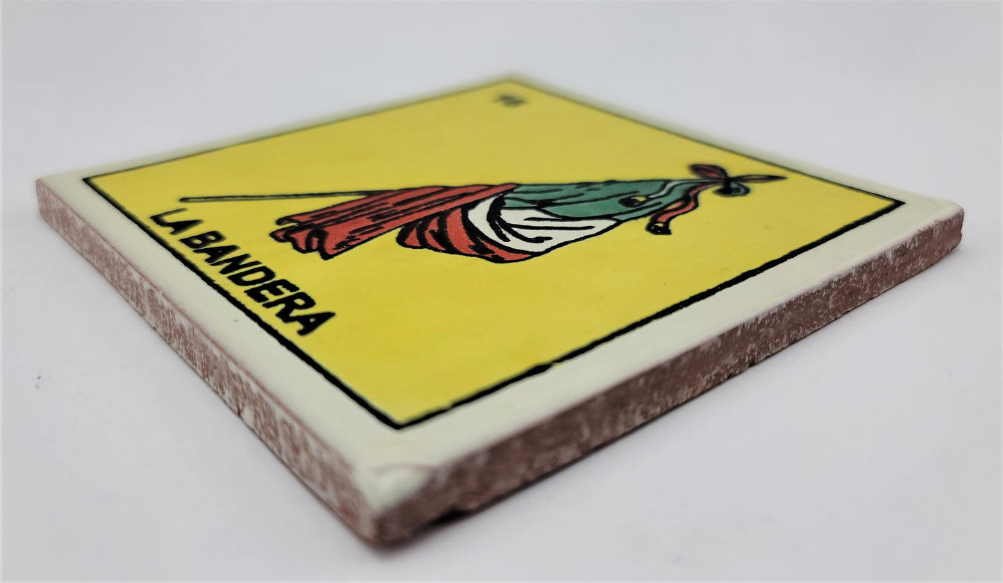 Mexican Lotería Tile – #16 LA BANDERA Multi-Purpose Drink Coaster