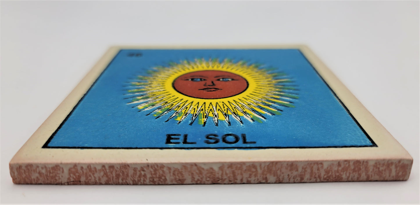 Mexican Lotería Tile – #46 EL SOL Multi-Purpose Drink Coaster