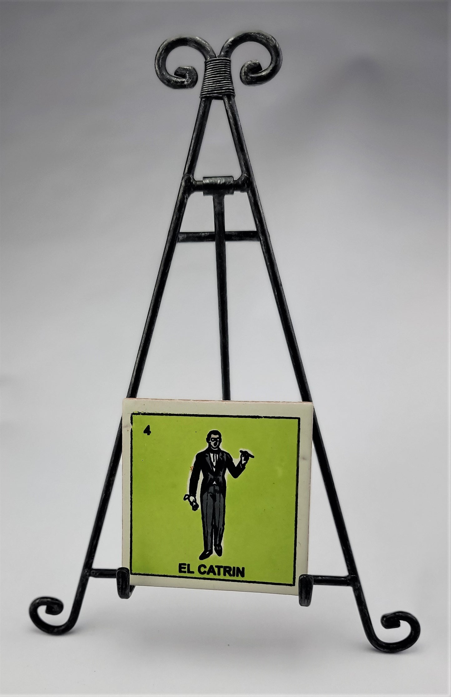 Mexican Lotería Ceramic Tile – #4 El Catrin Folk Art Decor