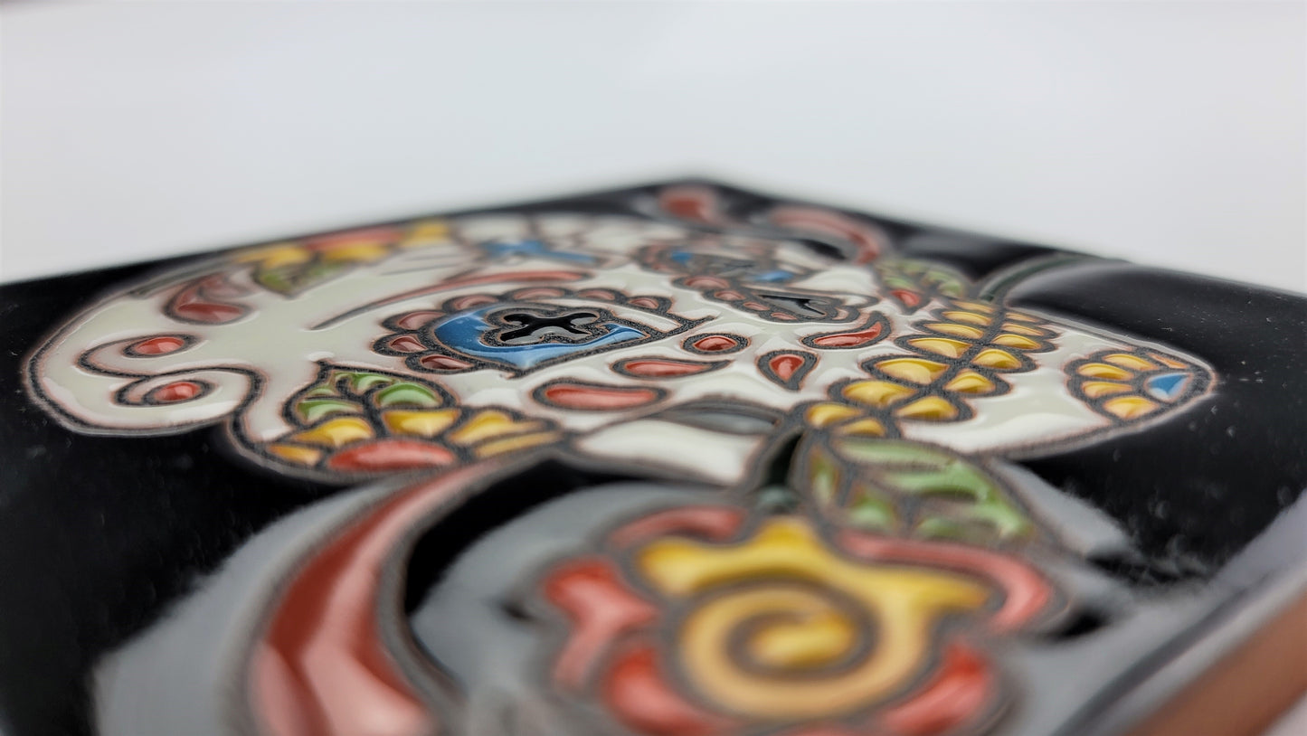 Day of the Dead Skull Tile – Dia de los Muertos Drink Coaster & Decor